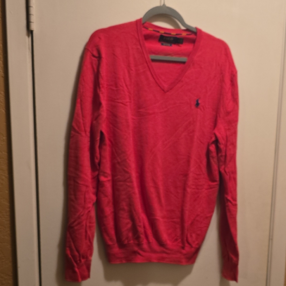 Ralph Lauren Men's V-Neck Sweater in Red